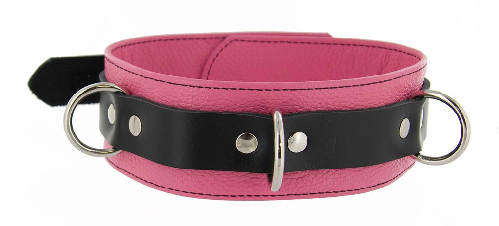 Strict Leather Deluxe Locking Collar - Pink and Black